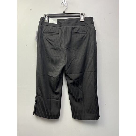 Apt 9 Cropped Dress Pants Womens 10 Ava Fit Black Striped Capri Career‎ NEW - Picture 2 of 9
